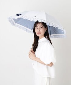 MOONBAT 【遮光/晴雨兼用日傘】POLO RALPH LAUREN(ポロ ラルフローレン) ストライプフリル 折りたたみ傘 楽折 遮熱 UV