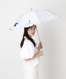 MOONBAT 【遮光/晴雨兼用日傘】POLO RALPH LAUREN(ポロ ラルフローレン) ストライプフリル 折りたたみ傘 楽折 遮熱 UV