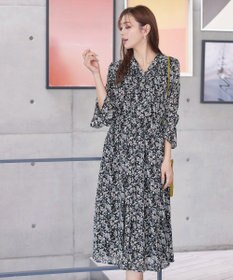 Tiaclasse 【洗える】プリントボウタイ柄ワンピース