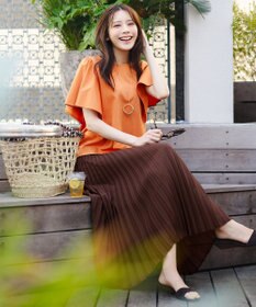 ANY SIS S 【シルクタッチさら魅せTシャツ】袖フレア プルオーバー