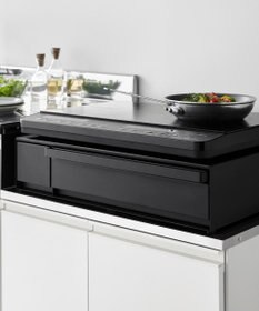 tower IHクッキングヒーターラック タワー 引き出し&スライドテーブル ブラック