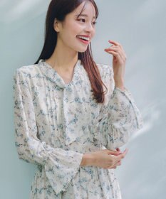 Tiaclasse 【洗える】プリントボウタイ柄ワンピース