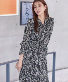 Tiaclasse 【洗える】プリントボウタイ柄ワンピース