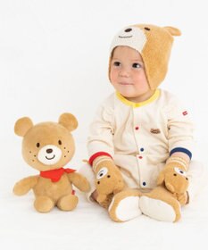 MIKI HOUSE HOT BISCUITS 【46-52cm】くまのお顔 マシュマロニットフード(帽子)