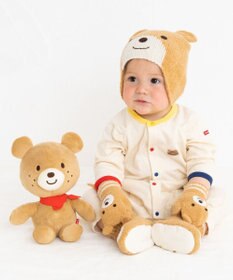 MIKI HOUSE HOT BISCUITS 【46-52cm】くまのお顔 マシュマロニットフード(帽子)