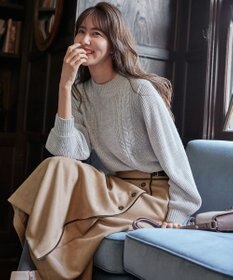 ANY SIS 【洗える】スフレケーブルパフスリーブ ニット