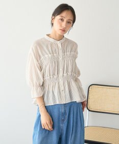 earth music&ecology シャーリングストライプシャツ