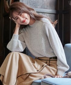 ANY SIS 【洗える】スフレケーブルパフスリーブ ニット