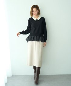 YECCA VECCA ハイウエストフェイクスエードスカート