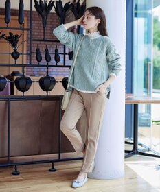 Tiaclasse 【洗える】アラン柄キーネックニットトップス