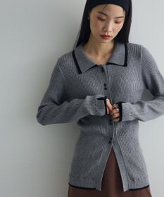 Green Parks 配色レイヤードポロリブニットカーディガン