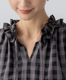 23区 L 【WEB&一部店舗限定】ブロックチェック フリル ブラウス