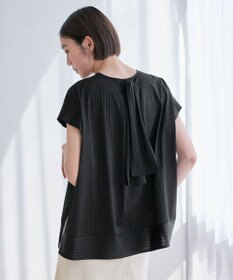 自由区 【XSサイズ～/洗える】ストレッチシャーティング フレンチスリーブブラウス