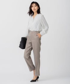 23区 S バックサテンアムンゼン ストライプ プリント ブラウス