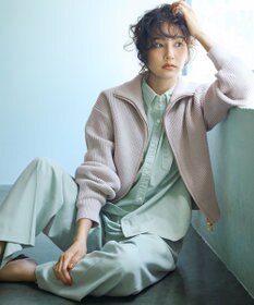 23区 L ナチュラルストレッチサキソニー タック ワイドパンツ