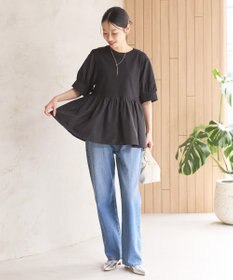 AMERICAN HOLIC 【先行予約】【WEB限定】異素材切替ペプラムプルオーバー
