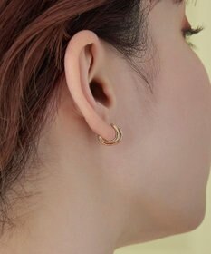Phoebe 【金属アレルギー対応】【痛くないシリーズ】ダブルフープライトフィットイヤリング ローズゴールド