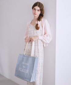 Maison de FLEUR デニムブランドロゴスクエアトートバッグ