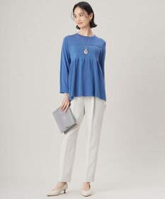 自由区 【洗える】ドライコットンハイゲージペプラム ニット