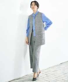 自由区 L 【17号サイズまで展開・カタログ掲載】ライトミックスツィードワイド パンツ