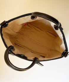 Hekhèr Le Style de Vie 【日本製 / 2WAY】コットンキャンバス×シュリンクレザー ノットハンドバッグ medium