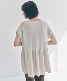 UNFILO L スゴ機能美ニット フレンチスリーブ ペプラム