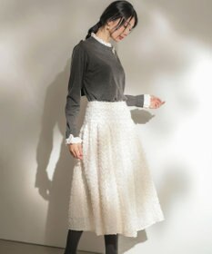 組曲 【WEB限定】レースフリルスタンド ニット