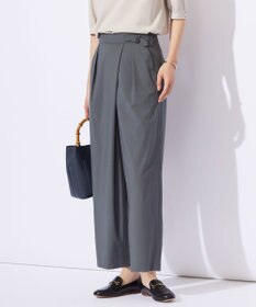 J.PRESS LADIES 【洗える】ストレッチタイプライター ラップディテール ワイド パンツ