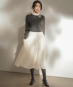 組曲 【WEB限定】レースフリルスタンド ニット