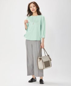 J.PRESS LADIES 【洗える】T/Rシャークスキン セミワイド パンツ