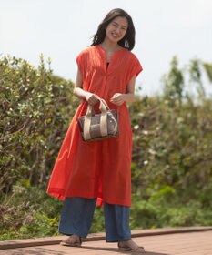 Green Parks フレンチスリーブシャーリングワンピース