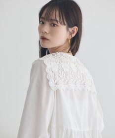 earth music&ecology 【コットン混】レース襟フレアヘムブラウス