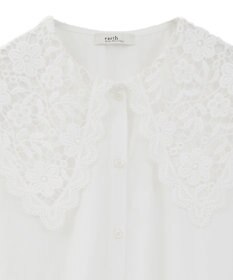 earth music&ecology 【コットン混】レース襟フレアヘムブラウス