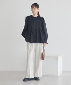 earth music&ecology 【コットン混】レース襟フレアヘムブラウス