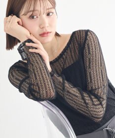 earth music&ecology レースドッキングボートネックプルオーバー