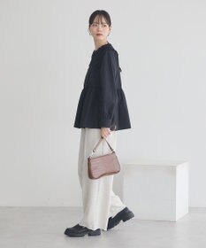 earth music&ecology 【コットン混】レース襟フレアヘムブラウス