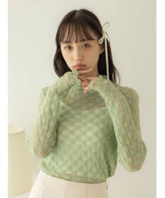 earth music&ecology ハイネックシアーフラワーインナー