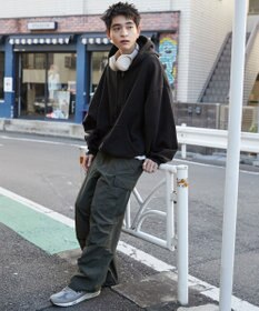 WEGO 【ウエストゴム/MLサイズ展開】ナイロンイージーカーゴパンツ