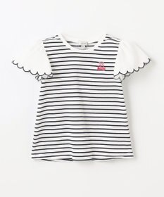 ANY KIDS 袖スカラップ ボーダーTシャツ