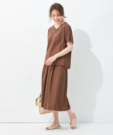 自由区 【接触冷感・速乾・UVカット・撥水・防シワ】リネンライクツイル タックスカート