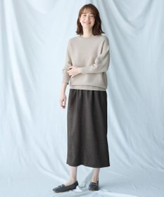 ANY L 【洗濯機可/6色展開】ラウンドネックガーターニット