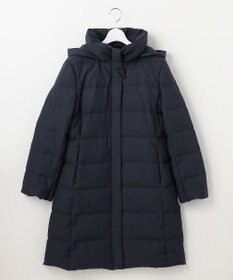 J.PRESS LADIES 【洗える】ポリエステルハウンドトゥース ロング ダウンコート