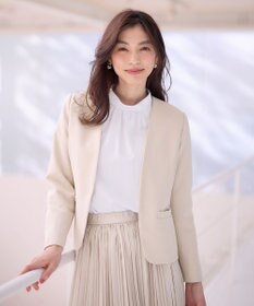 ANY 【WEB限定】ダブルクロスストレッチ Ｖネックノーカラージャケット