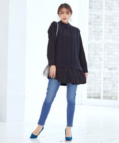 Tiaclasse 【洗える】ピーチスキンシャツチュニックブラウス