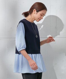 ANY 【洗濯機可】ニットレイヤードブラウス