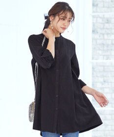 Tiaclasse 【洗える】ピーチスキンシャツチュニックブラウス