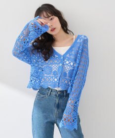 earth music&ecology クロシェ風Ｖネックカーディガン