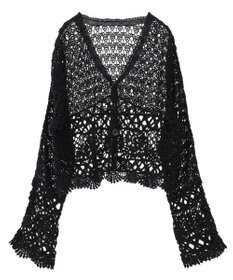 earth music&ecology クロシェ風Ｖネックカーディガン