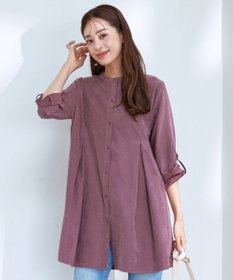 Tiaclasse 【洗える】ピーチスキンシャツチュニックブラウス