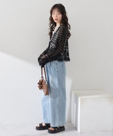 earth music&ecology クロシェ風Ｖネックカーディガン